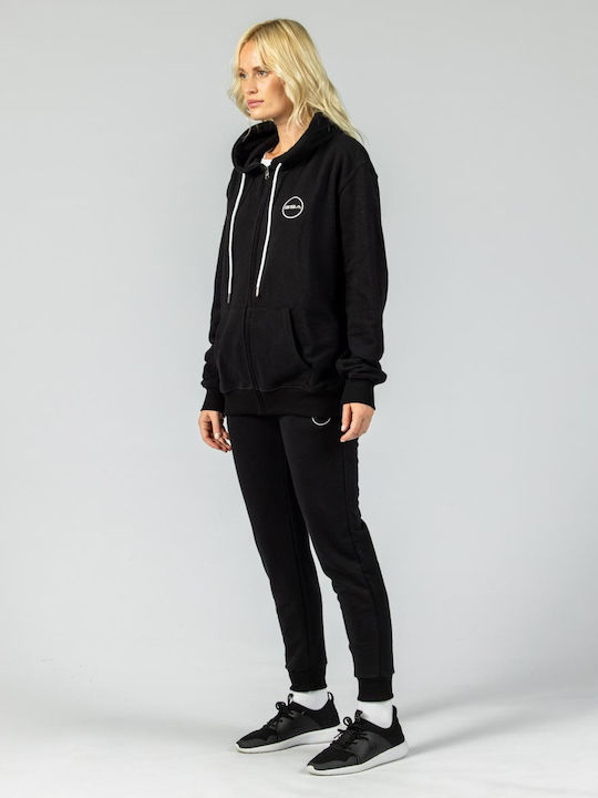 Damen Sweatshirtjacke Kapuzen Schwarz