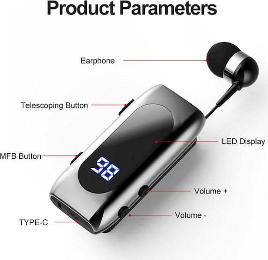 K55 In-ear Bluetooth Handsfree Earphone Lapel Black
