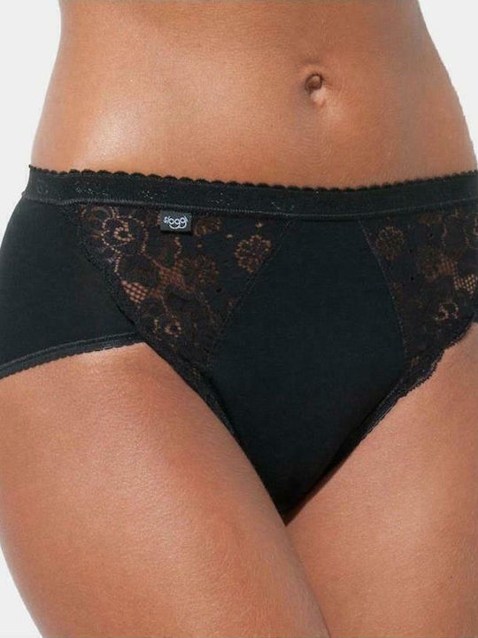 Chic Midi High-waisted Women's Slip with Lace Black