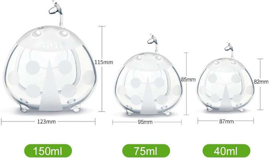 Haakaa Ladybug Sticle Lavabile Pentru Depozitarea Laptelui Matern 9.5x9cm 75ml 2 Bucăți