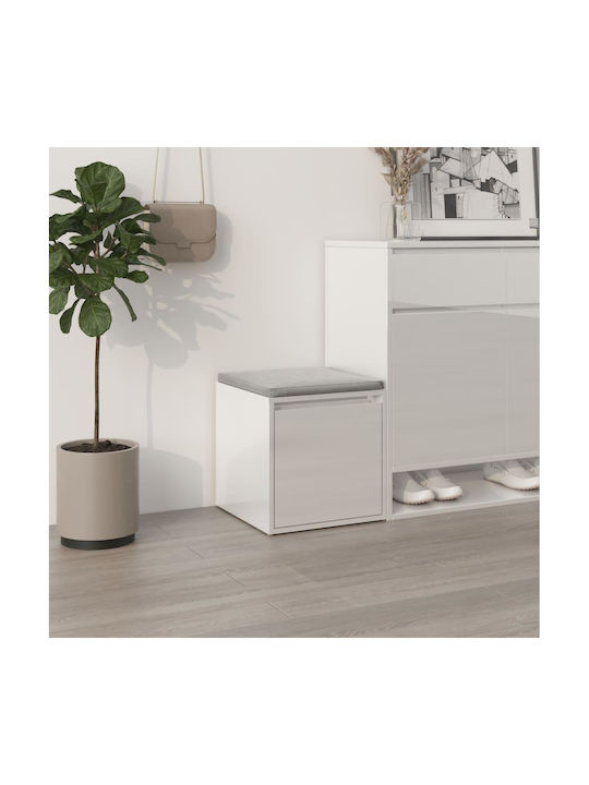 Stool For Living Room With Storage Space Wooden White 40.5x40x40cm