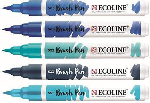 Royal Talens Πινελο Χρωματα Ecoline Blue Μαρκαδόροι Σχεδίου Μπλε Σετ 5τμχ
