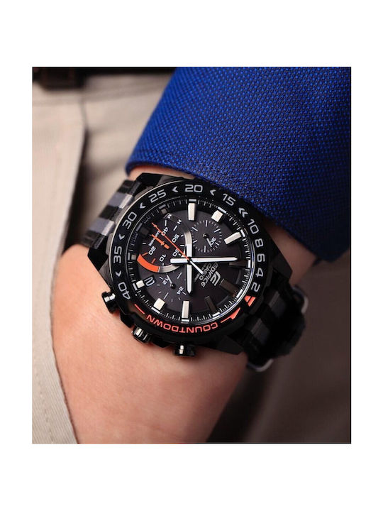 Casio Edifice Ceas Cronograf Solar cu Brățară din material textil