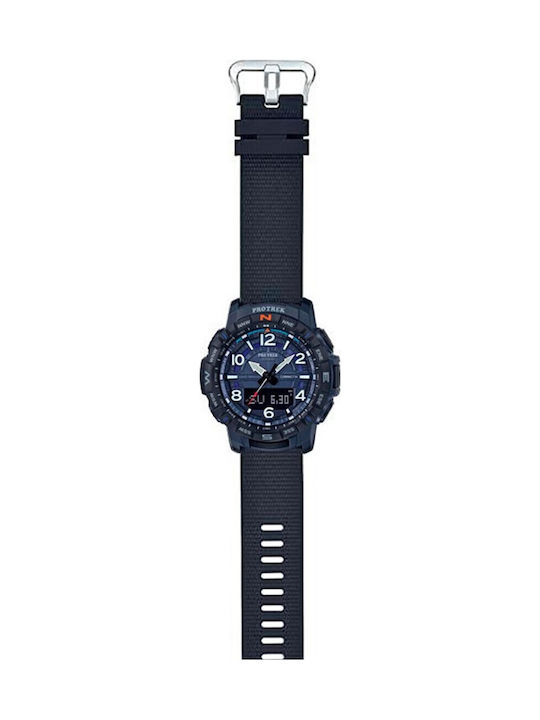 Casio Pro Trek Men's Watch 57.5mm Chronograph Battery with Blue Rubber Strap