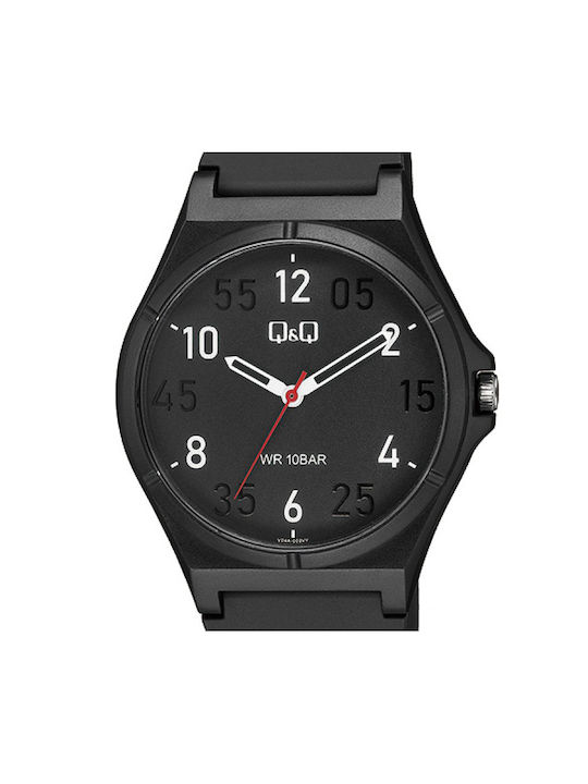 Q&Q Watch Battery with Black Rubber Strap