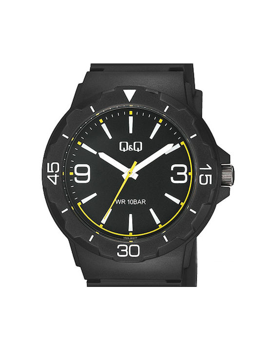 Q&Q Watch Battery with Black Rubber Strap