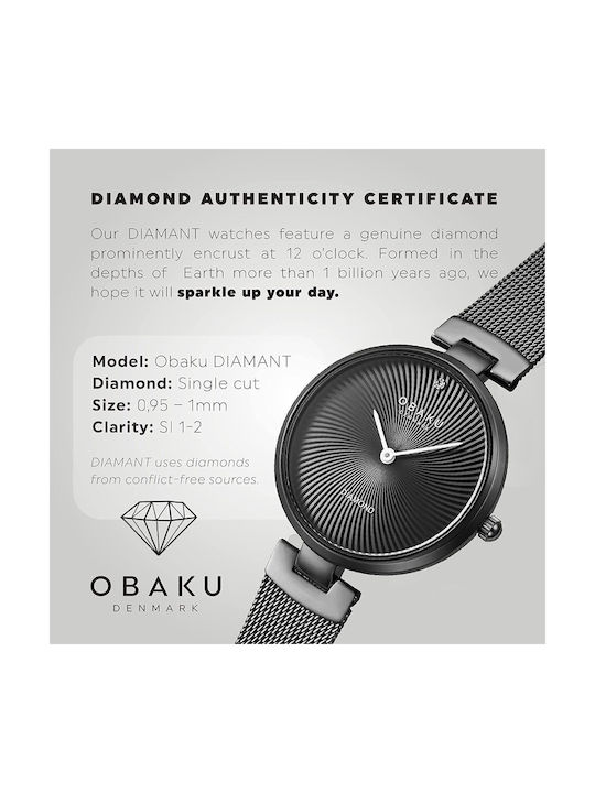 Obaku Diamant Ceas cu Negru Brățară Metalică