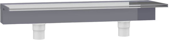 vidaXL Водопад за басейн с LED Осветление от Пластмаса 8x90x21см. Сив