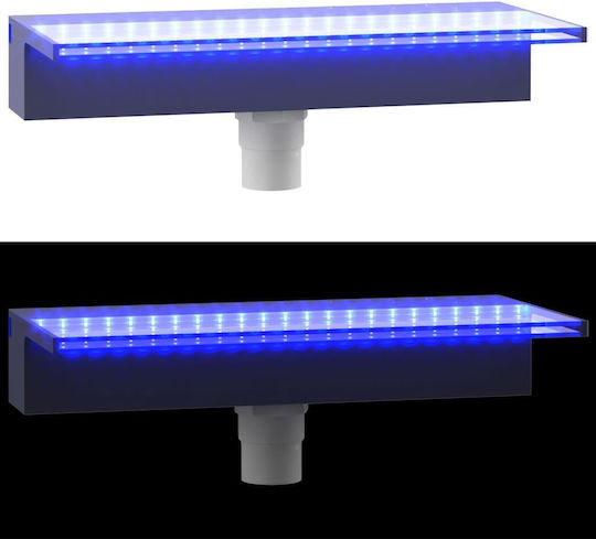 vidaXL Pool Waterfall with LED Lighting 8x45x21cm Silver