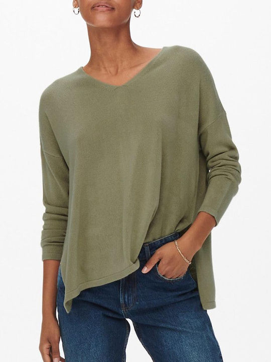 Lamalia Women's Blouse Long Sleeve with V Neckline Mermaid Olive