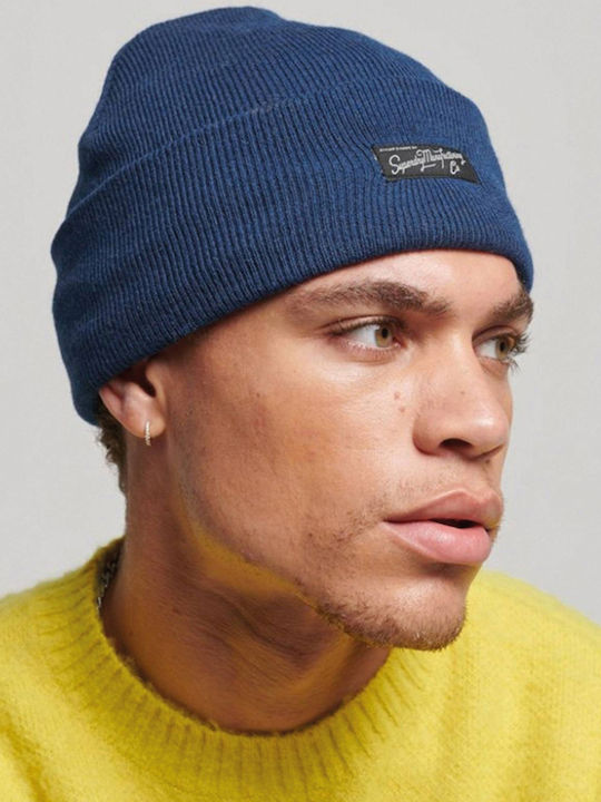 Vintage Classic Beanie Unisex Beanie Knitted in Blue color