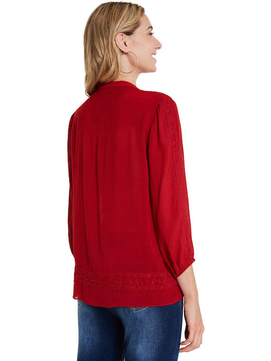 Desigual Women's Blouse Long Sleeve Red