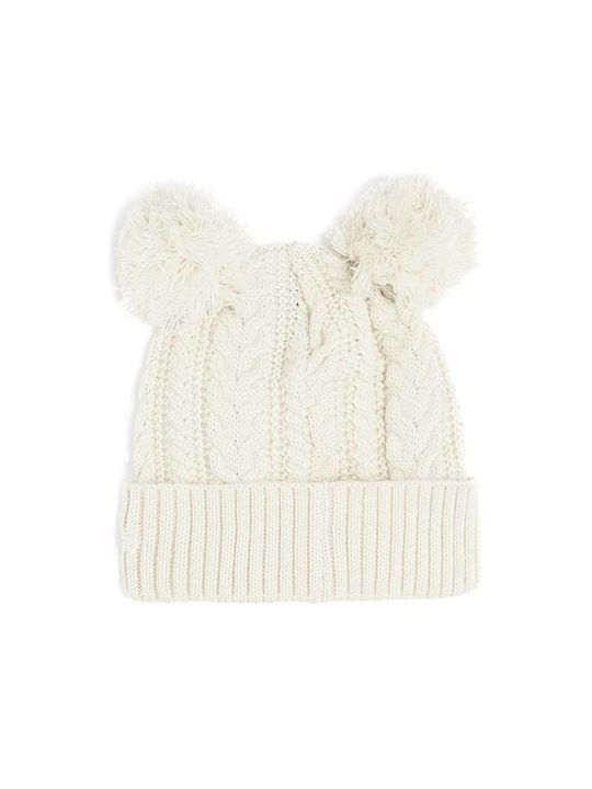 New Era Pom Pom Beanie Frauen Beanie mit Strickmuster in Beige Farbe