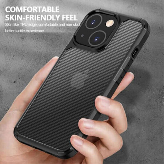 Techsuit Carbon Fuse Back Cover Silicone Black (iPhone 14) KF2310479