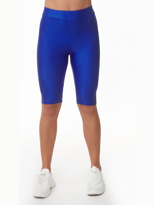 Women's Bike Training Legging Shiny & High Waisted Blue