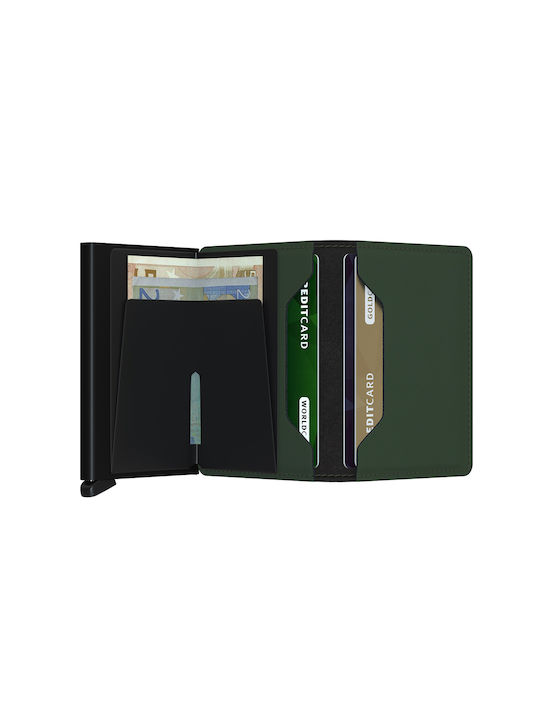 Secrid Slimwallet Matte Δερμάτινο Ανδρικό Πορτοφόλι Καρτών με Μηχανισμό Slide Green/Black
