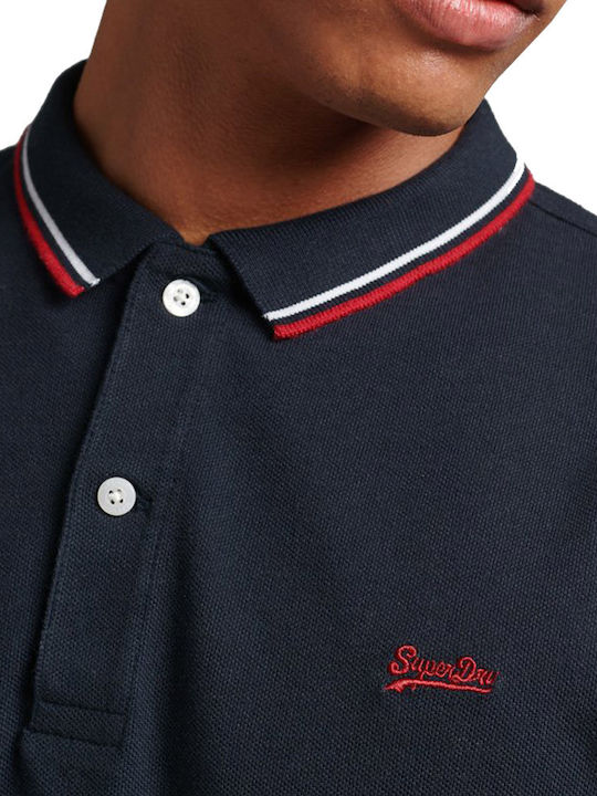 Superdry Polo Μπλούζα Μακρυμάνικη Navy Μπλε