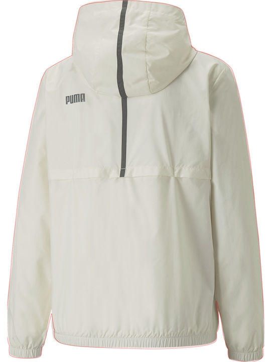Women's Short Sports Jacket Waterproof and Windproof for Spring or Autumn with Hood Beige