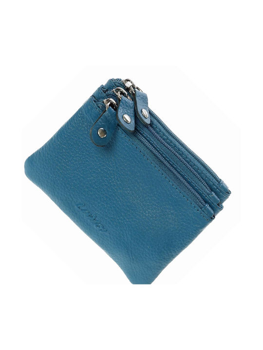 Small Leather Women's Wallet Coins Blue