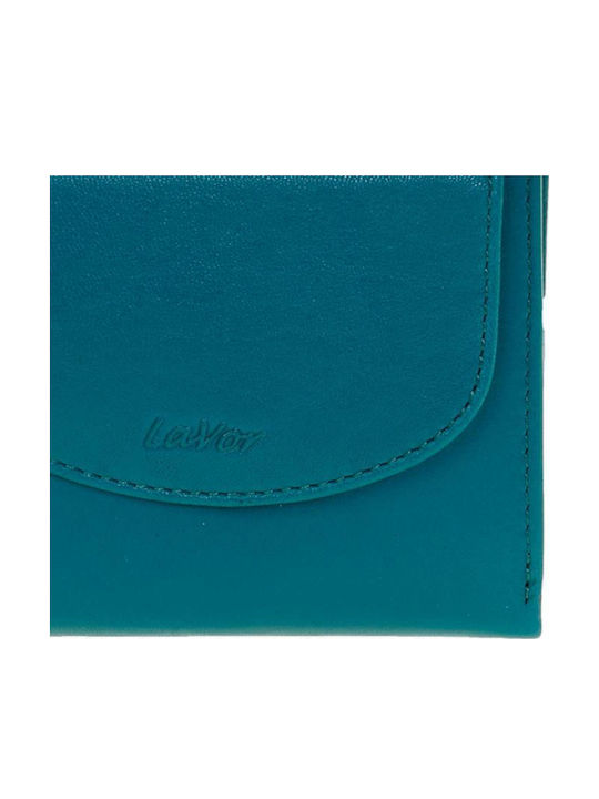 Small Leather Women's Wallet with RFID Petrol