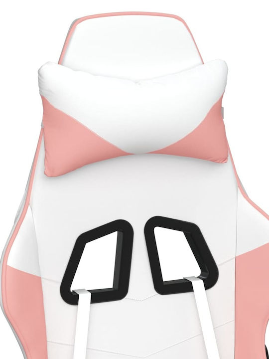 vidaXL 345420 Gaming Chair with Footrest White / Pink