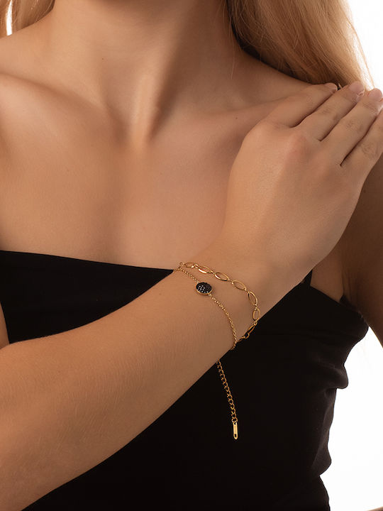 Oxzen Armband Kette mit Design mit Steinen aus Stahl Vergoldet