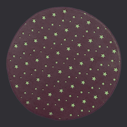 Kids Synthetic Rug Fluorescent Stars Round 90cm