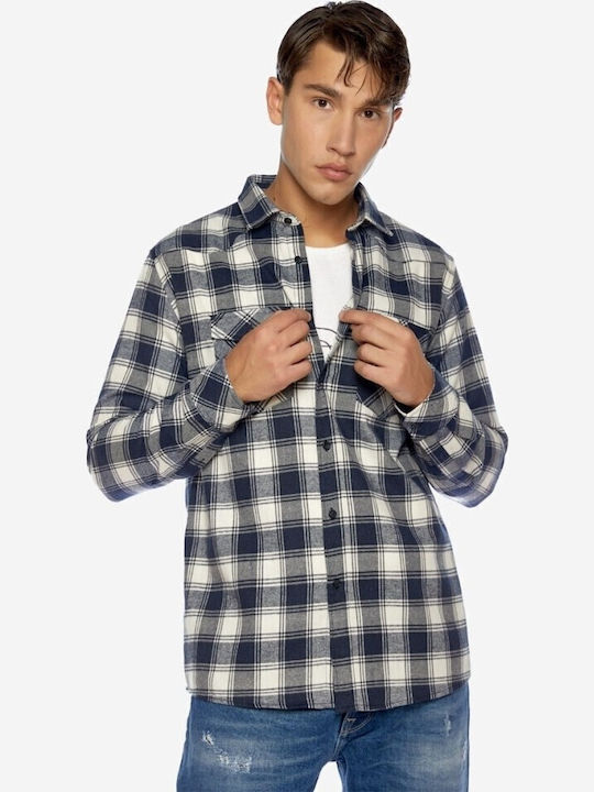 Long-sleeved Shirt Checked Blue