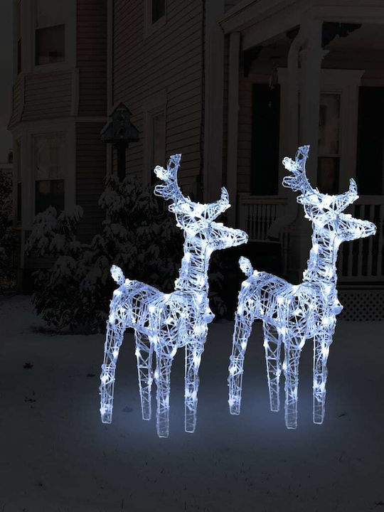 vidaXL Christmas Plastic Illuminated Reindeer Figure White 55x43x11cm 2pcs