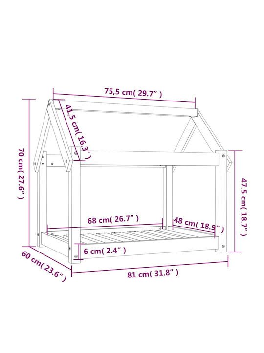 vidaXL Loft Bed Pat pentru câini Alb 81x60cm.