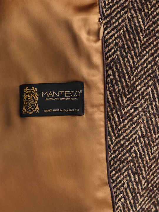 Μάλλινο Γυναικείο Καφέ Παλτό Oversized με Κουμπιά