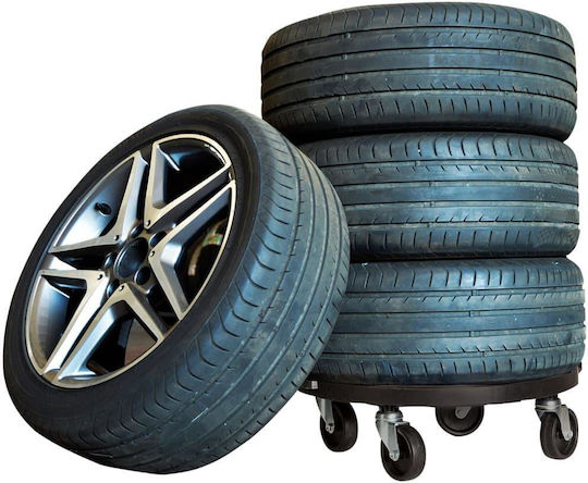 vidaXL Black Plastic Plant Stands Wheeled 40x40cm 2 Pieces