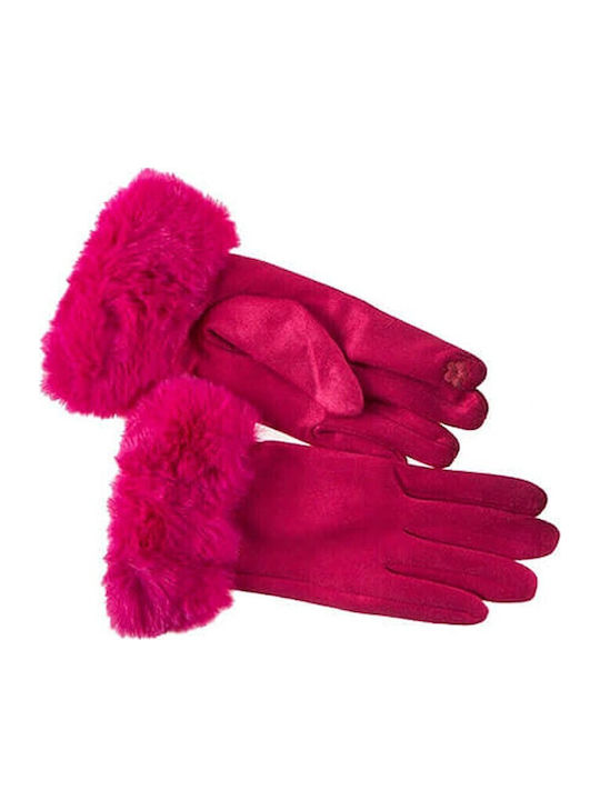 Women's Gloves with Fur Fuchsia