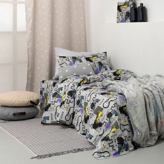 Palamaiki Sheet Set Single Cotton Trend TC937 Gray 160x260cm 3pcs