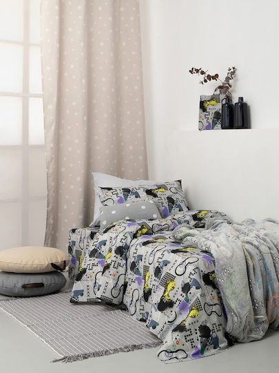 Palamaiki Sheet Set Single Cotton Trend TC937 Gray 160x260cm 3pcs