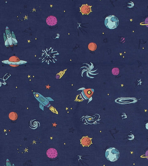 Dimcol Σετ Σεντόνια Μονά Βαμβακερά Space 189 Blue 160x240cm 2τμχ
