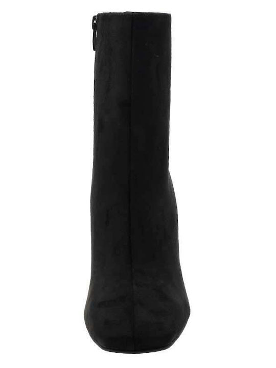 Suede Women's Ankle Boots with High Heel Black