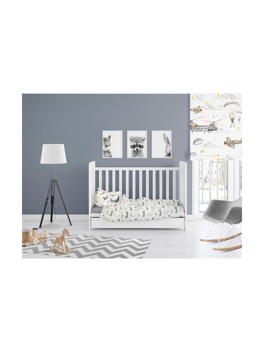 Dimcol Airforce Baby Sheet Crib Cotton Fitted 195 White-Grey 70x140cm 31112019010