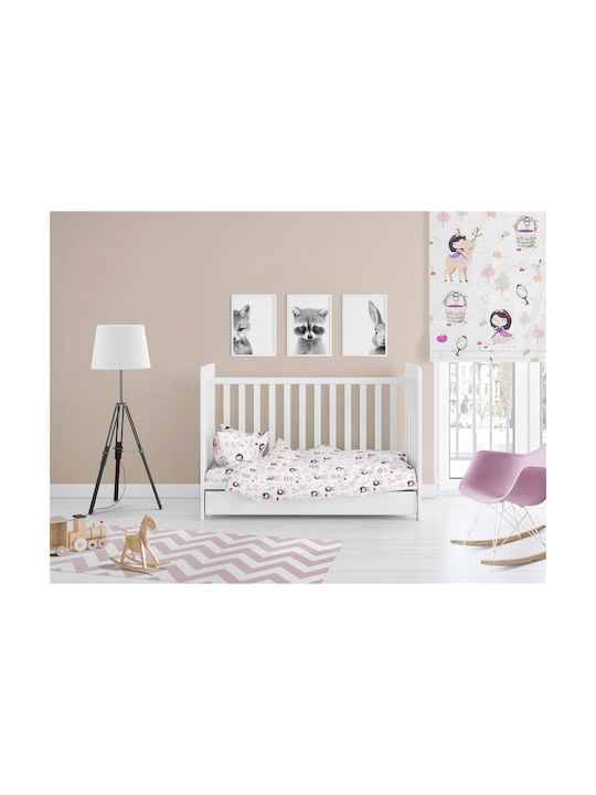 Dimcol Lily + Deer Baby Sheet Crib Cotton Fitted 179 White-Pink 70x140cm 31112019009