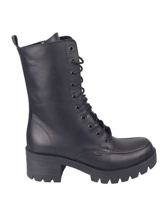 Leder Damen Knöchelstiefel Schwarz