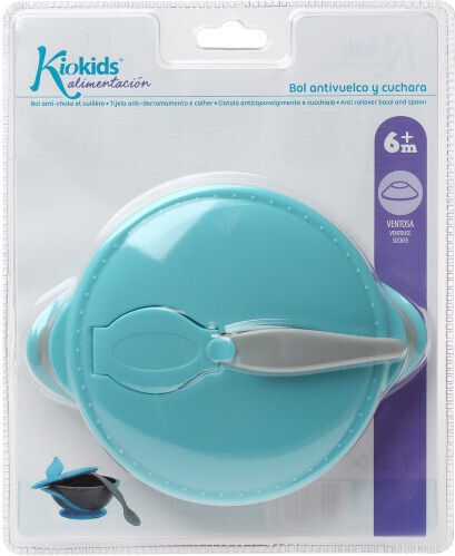 Kiokids Kinder-Essgeschirr-Set aus Plastik Hellblau 2Stück