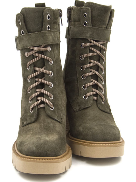 Wildleder Stiefeletten Damen Khaki