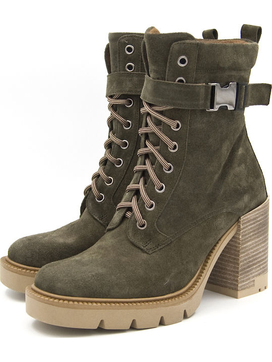 Wildleder Stiefeletten Damen Khaki