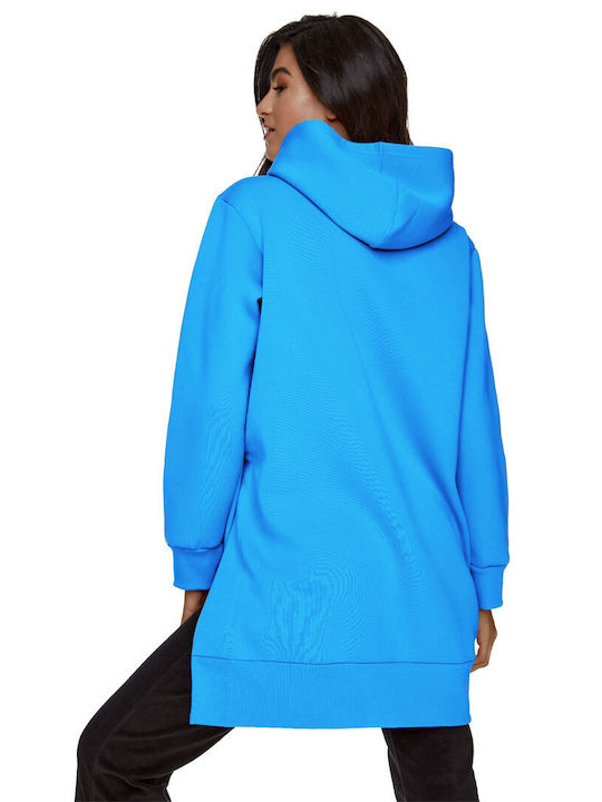 Bodymove Women's Long Hooded Sweatshirt Light Blue