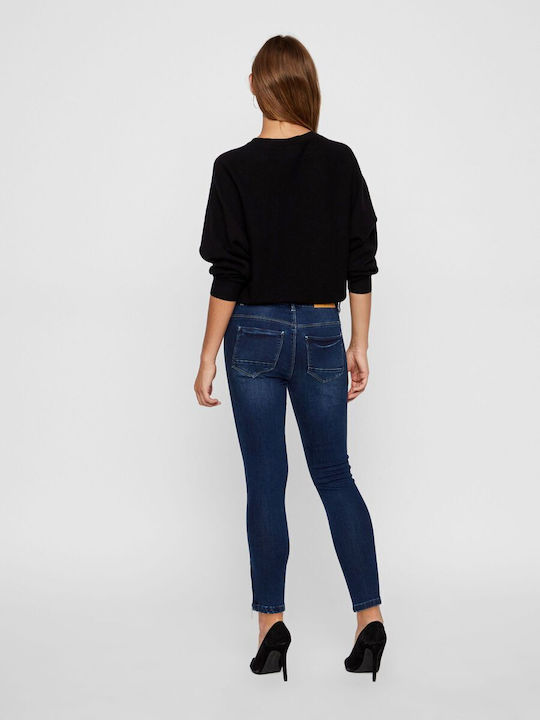 Noisy May Jean Ankle Skinny Fit Trousers with Zipper in Reverse Blue