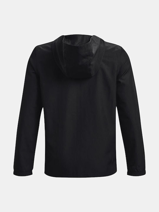 Kids' Sports Jacket Short Windproof with Hood Black