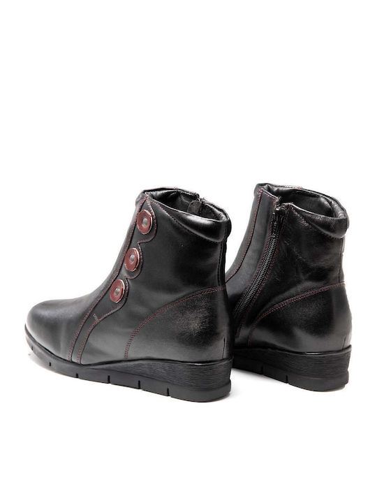 TC2258 Leder Stiefeletten Damen Schwarz