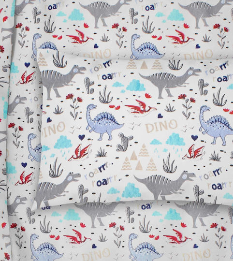 Dimcol Dino Baby Cotton Pillowcase White 35x45cm