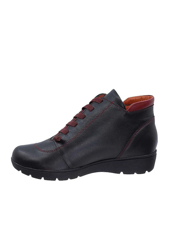 Leder Stiefeletten Damen Schwarz