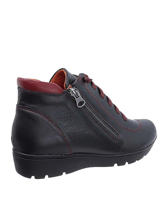 Leder Stiefeletten Damen Schwarz
